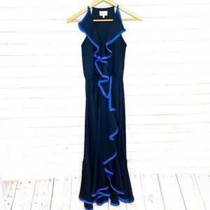 2 for $30 MILLY Navy Front Ruffled Maxi Dress